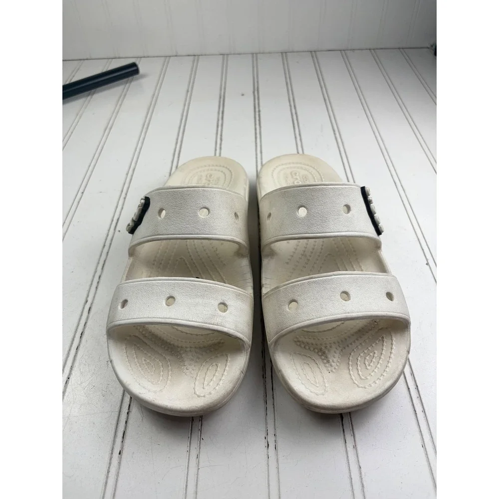 Crocs Classic White Double Strap Comfort Slides Sandals Women Size 9 Men 7